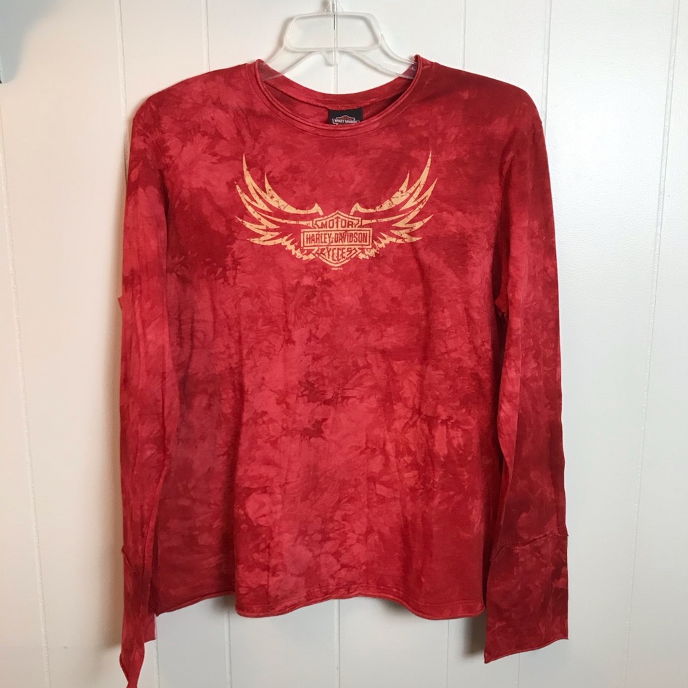 HARLEY-DAVIDSON TOP W/BELL SLEEVE & ROLLED EDGES
